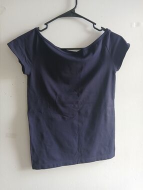 Helmut Lang Navy Short Sleeve Boatneck Tee